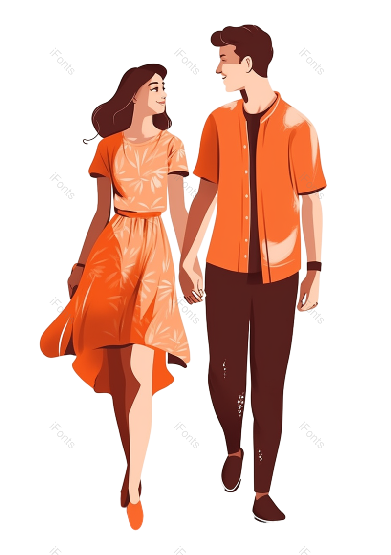 元素图片,手牵手元素,插画PNG,浪漫免抠素材